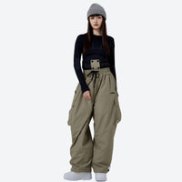 
                  
                    2L snowboard jacket and pants set - white pants colorway, on-model back view, for skiing and snowboarding
                  
                