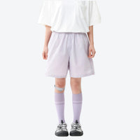 
                  
                    Unisex nylon quick-dry shorts - lavender quick-dry shorts with purple tee, for cycling and outdoor weekends
                  
                