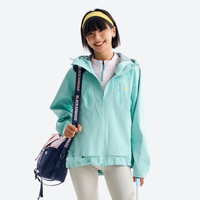 
                  
                    Women's antimicrobial rain jacket - dark teal jacket front view, on-model front view, for mountain and trail activities
                  
                