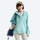 Women's antimicrobial rain jacket - dark teal jacket front view, on-model front view, for mountain and trail activities