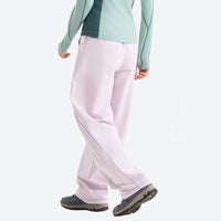 
                  
                    Breathable knit trail pants with cuffed hem - pale pink knit cargo pants with mint top, for hiking and trail walking
                  
                