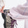 Women's lightweight knit cargo pants for outdoor - lavender knit cargo pants with lavender top, for travel and city walks