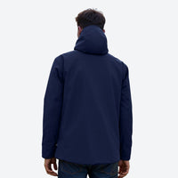 
                  
                    Men's waterproof Toray fabric outdoor jacket - navy blue jacket views, on-model side view, for travel and active lifestyles
                  
                
