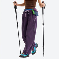 
                  
                    Breathable knit trail pants with cuffed hem - white knit cargo pants with blue top, for camping and outdoor weekends
                  
                