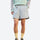 Lightweight water-repellent running shorts with liner - light blue water-repellent shorts with mint top, front standing view