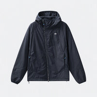 
                  
                    Navy cloud-fleece hooded outdoor jacket back view
                  
                