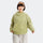 Gray cloud-fleece hooded outdoor jacket model view