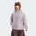 Lavender cloud-fleece hooded outdoor jacket front model view