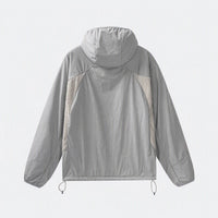 
                  
                    Light blue cloud-fleece hooded outdoor jacket front view
                  
                