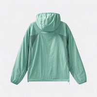 
                  
                    Mint green cloud-fleece hooded outdoor jacket back view
                  
                
