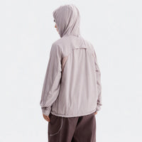 
                  
                    Gray cloud-fleece hooded outdoor jacket male model view
                  
                