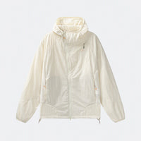 
                  
                    Cream cloud-fleece hooded outdoor jacket front view
                  
                
