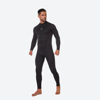 
                  
                    Men's and women's full neoprene wetsuit - men's black wetsuit views, on-model front view, for paddleboarding and kayaking
                  
                