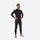 Unisex 3mm long-sleeve wetsuit - men's black wetsuit views, on-model three-quarter front view, for surfing and bodyboarding