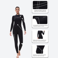 
                  
                    Sand 3mm unisex one-piece wetsuit - women's black wetsuit views, on-model hood side view, for water sports in cool conditions
                  
                