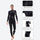 Sand 3mm unisex one-piece wetsuit - women's black wetsuit views, on-model hood side view, for water sports in cool conditions