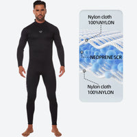 
                  
                    Sand 3mm unisex one-piece wetsuit - men's black wetsuit views, on-model hood side view, for surfing and bodyboarding
                  
                