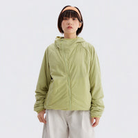 
                  
                    Gray cloud-fleece hooded outdoor jacket front view
                  
                