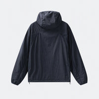 
                  
                    Gray cloud-fleece hooded outdoor jacket front view
                  
                