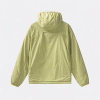
                  
                    Yellow green cloud-fleece hooded outdoor jacket back view
                  
                
