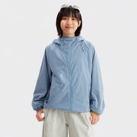 
                  
                    Yellow green cloud-fleece hooded outdoor jacket model front view
                  
                