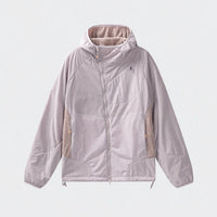 
                  
                    Lavender cloud-fleece hooded outdoor jacket front view
                  
                