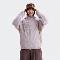 
                  
                    Lavender cloud-fleece hooded outdoor jacket model view
                  
                