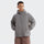Light blue cloud-fleece hooded outdoor jacket model view