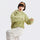 Gray cloud-fleece hooded outdoor jacket side view