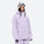 Women's 2-layer snowboard jacket and bibs - lavender jacket, on-model front view, for cold-weather winter sports