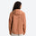 Lightweight waterproof jacket for hiking - terracotta salmon jacket front and lifestyle views, on-model back hood view