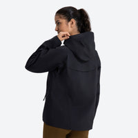 
                  
                    Haze women's waterproof hooded jacket - black jacket front and lifestyle views, for trail running and active pursuits
                  
                