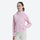 Women's cropped 3-layer rain jacket - light blue jacket views, on-model side view, for mountain and coastal adventures