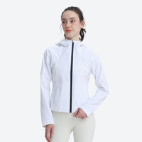 
                  
                    Women's cropped 3-layer rain jacket - white jacket views, for outdoor activities and travel
                  
                