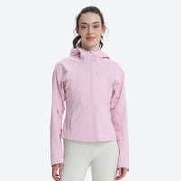 
                  
                    Luna women's 3L short hardshell jacket - light blue jacket views, on-model front view, for everyday urban wear in rain
                  
                