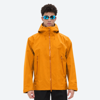 
                  
                    Lightweight waterproof hooded jacket for men - lime green and orange color variant views, for hiking and mountain adventures
                  
                