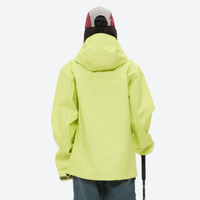 
                  
                    Women's 3L hardshell jacket ultra-light - lime green and purple color variants side and back views, on-model back view
                  
                