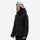 Women's 3-layer breathable ski suit - black, on-model hood side view, for snowy mountain travel
