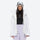 Women's belted snow jacket with suspender pants - white jacket with lavender pants, for cold-weather winter sports