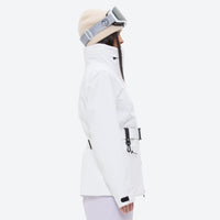 
                  
                    Women's waterproof 3L ski jacket and pants set - white jacket with lavender pants, for skiing and snowboarding
                  
                