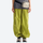 Breathable loose-fit trail pants with mesh lining - green hiking pants with gray tee and waist bag, cropped front view