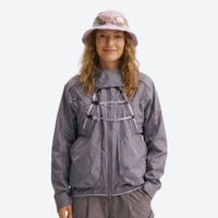 
                  
                    Women's lightweight rain jacket with removable hood - gray purple jacket views, for everyday urban wear in rain
                  
                