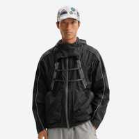 
                  
                    Women's lightweight rain jacket with removable hood - black jacket views, for travel and lightweight packing
                  
                