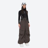 
                  
                    Women's breathable balloon snow pants set - coffee brown snow pants with black top, for resort and street wear
                  
                