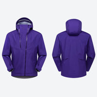 
                  
                    Waterproof hooded jacket for women - black and green color variants side and back views, on-model hood side view
                  
                