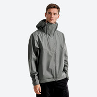 
                  
                    Lightweight hooded rain jacket - close-up detail shots, on-model hood side view, for rain and wind protection
                  
                