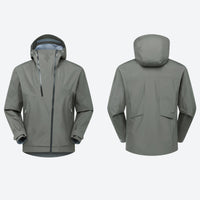 
                  
                    Waterproof hooded jacket for women - close-up details of zippers and technical features, on-model front with goggles on head
                  
                