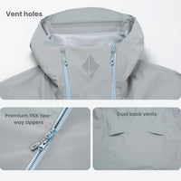 
                  
                    Women's 3L hardshell jacket - gray and purple color variants front views, for travel and everyday wear
                  
                