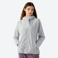 
                  
                    Women's fitted softshell for hiking and everyday wear - light gray waterproof softshell jacket views
                  
                