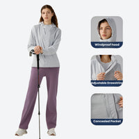 
                  
                    Voya women's waterproof softshell jacket - light gray waterproof softshell jacket views, for camping and nature walks
                  
                